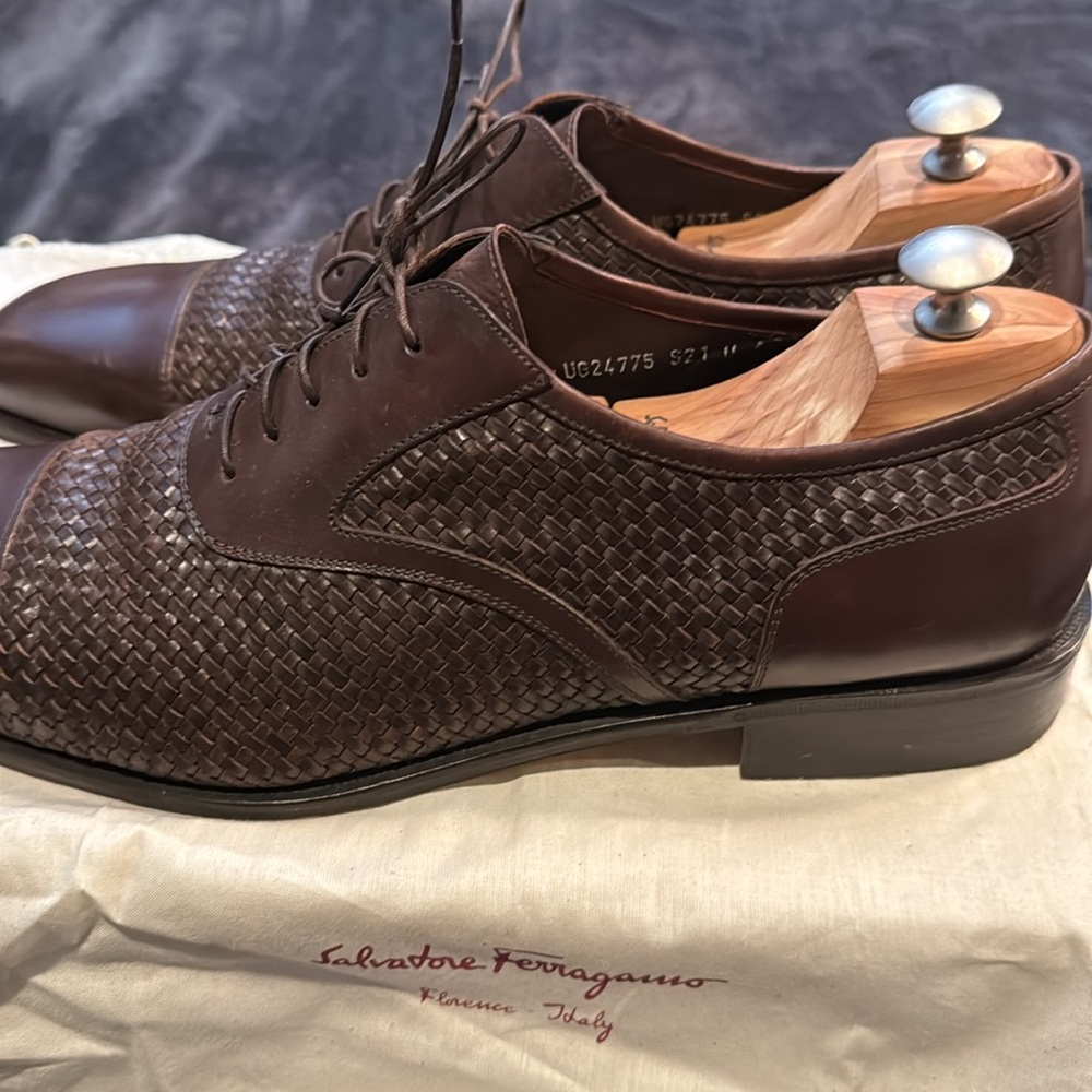 Size 13 Salvatore Ferragamo men’s  Lavorazione Originale brown lace up BROWN - Picture 4 of 9